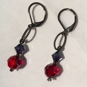 New! Dabby Reid Melinda Red Swarovski Crystal Drop Leverback Earring
